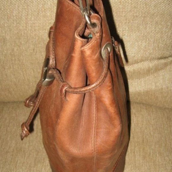 ❤️MARK CROSS BROWN SLINGBACK DRAWSTRING BUCKET PURSE MINI